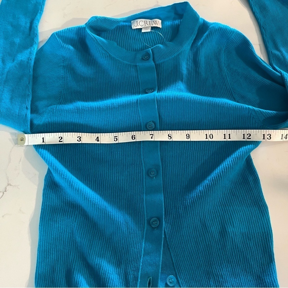 J. Crew Teal Ruffle Trim Cotton Gauze Cardigan small - Picture 7 of 10
